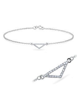 CZ Setting Triangle Shape Silver Bracelet BRS-441